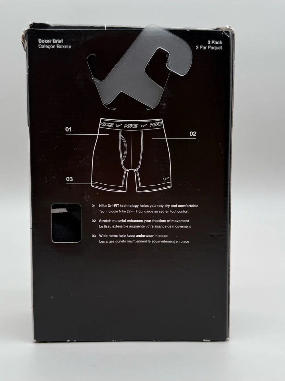 NIB Nike Dri-FIT Essential Cotton Stretch 3-Pack Men’s Boxer Briefs Black 2XL